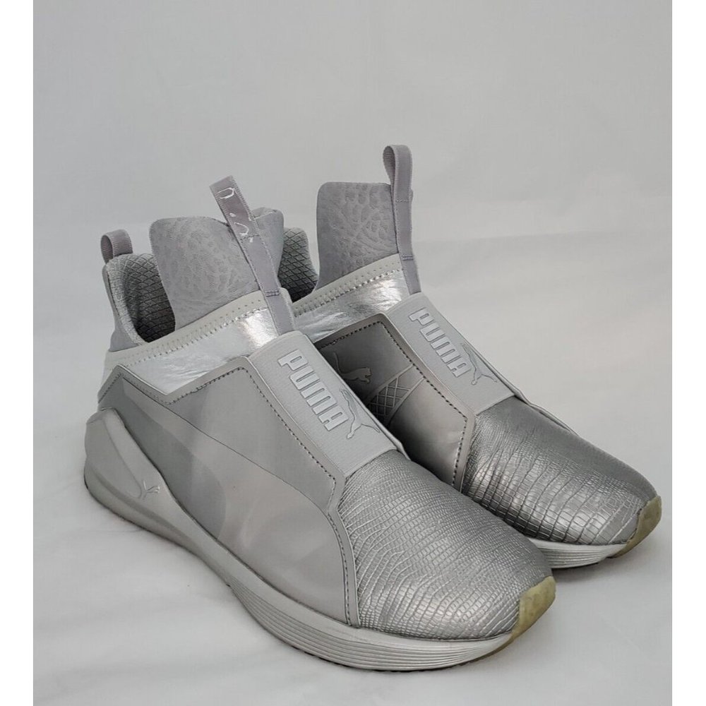 Puma Womens Fierce 189865 01 Silver Running Shoes Sneakers Size 8.5